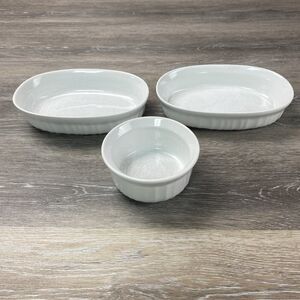 Corning Ware‎ Oval Individual White Casserole Dish No Lids - Set of 3